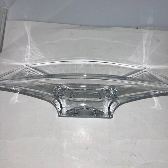 Nambe Crystal Planar Bowl 7"X13" Large Modernist Arched Centerpiece Elegant Vase - Picture 8 of 16